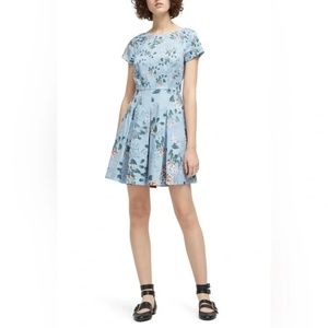 French Connection Blue Floral Fit and Flare Dress Size 8